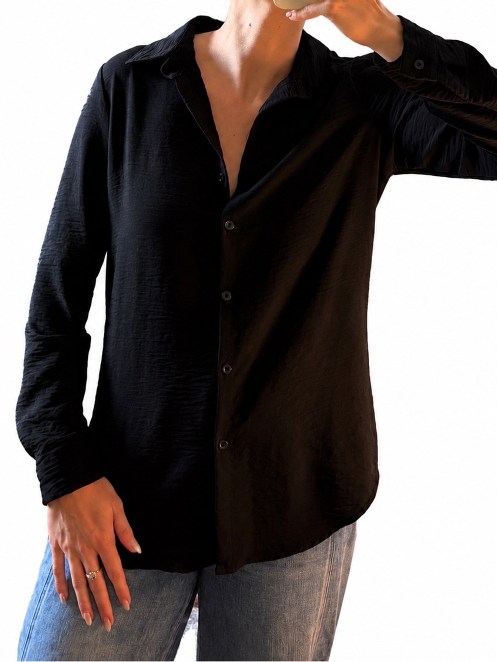 Black Button-Up Shirt - Classic Long Sleeve